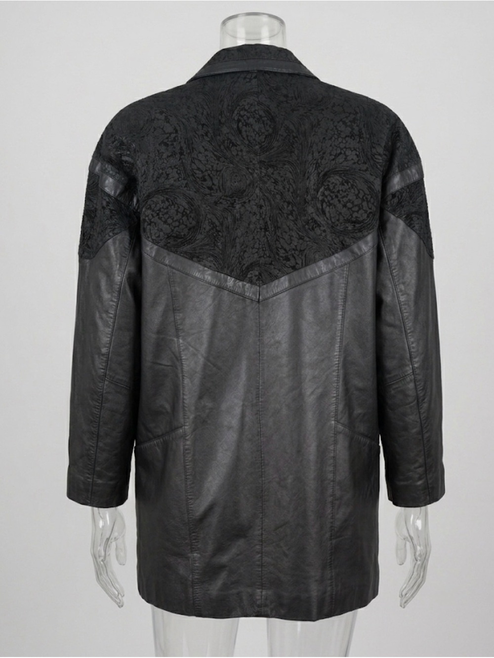 Vintage Byrnes & Baker Black Leather Coat Oversized Women’s S/M/L Gothic/ Vampir - Picture 3 of 11